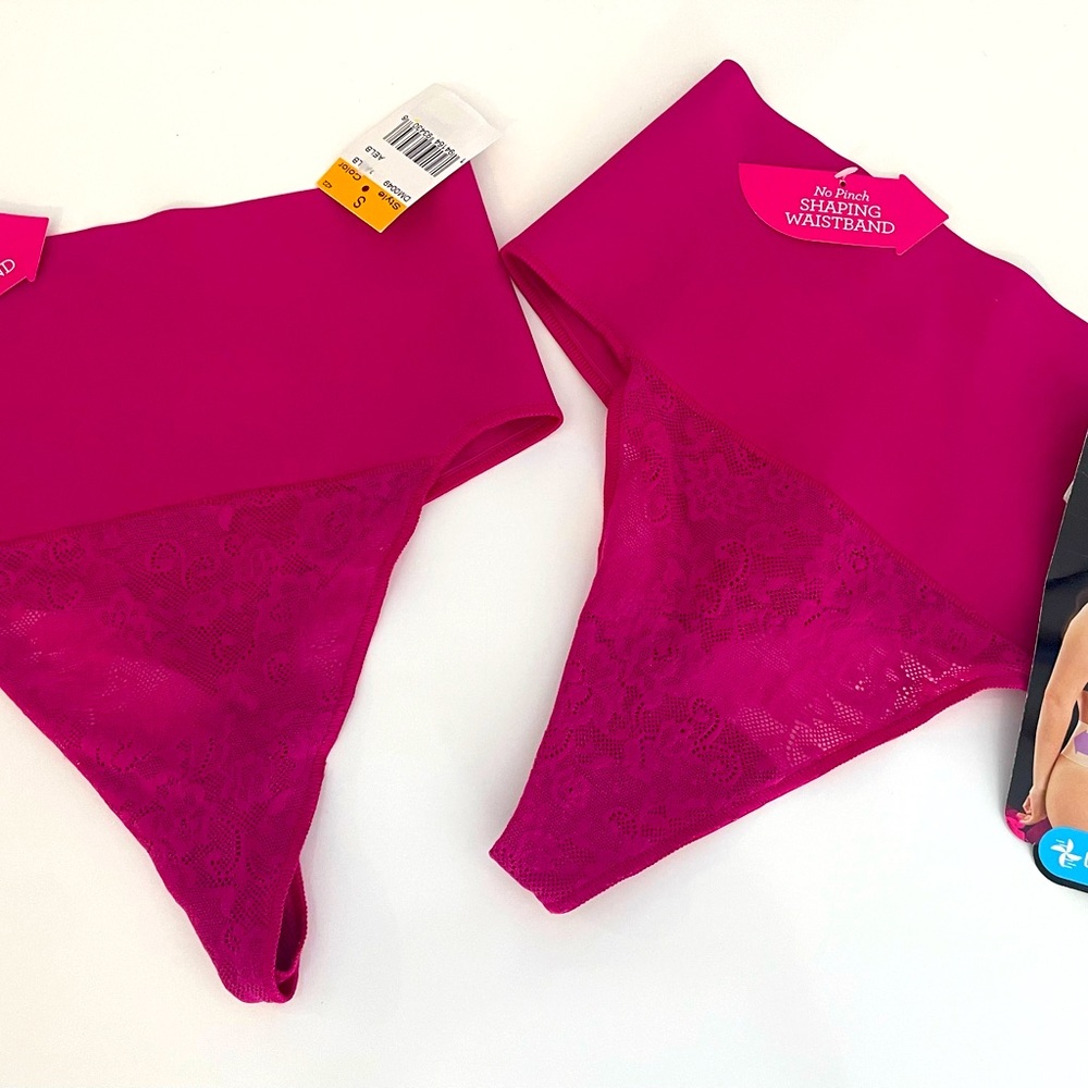 Maidenform shaper x 2 .Thong lace small. Magenta